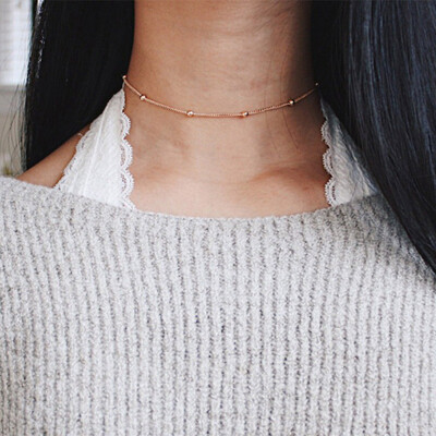 

Hot Women Metal Beads Clavicle Silvery Adjustable Choker Necklaces Fashion Jewelry Gifts