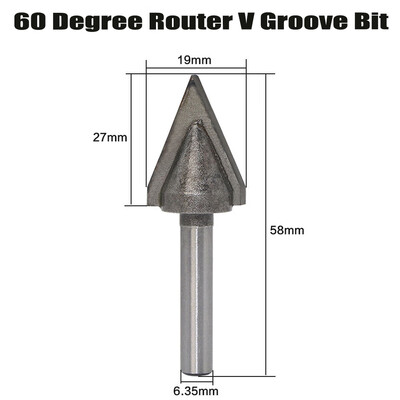 

〖Follure〗CNC 60 Degree Router Engraving WoodWorking V Groove Bit 635x19mm Cutter Tool
