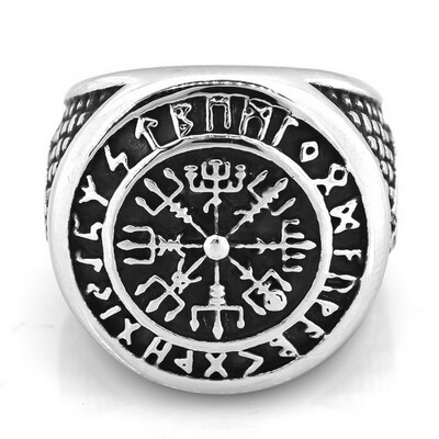 

Fashion Men Stainless Steel Nordic Viking Magic Amulet Vintage Ring