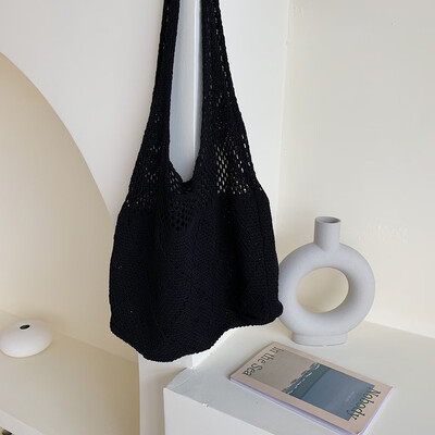 

Tailored 2019 Fashion Women Knitting Shouler Bags Hollow-Out Handle Bags Foldable Shopping bag