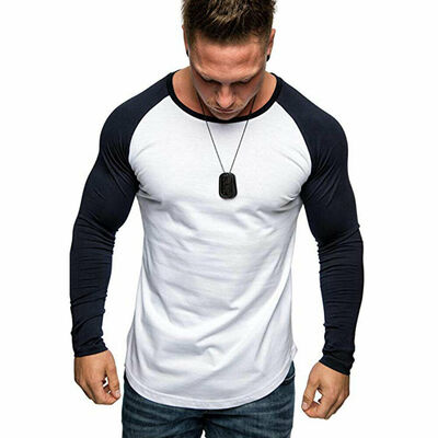 

Luxury Men Long Sleeve T Shirt Casual Blouse Tops Gym Muscle Tees Clothing