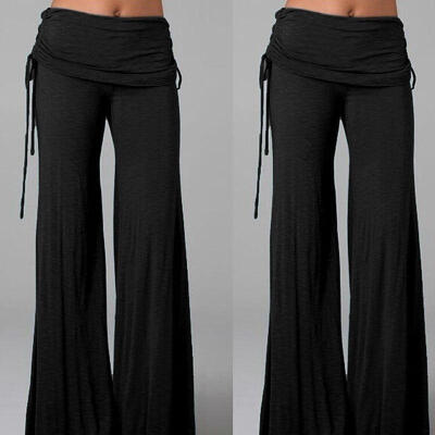 

Hot Women&39s Casual Stretch Pants Wide Leg Long Bohemian Loose Palazzo Trousers