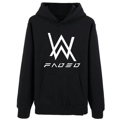 

Men Hoodies Faded Hooded Sweater Alan Walker DJ Long-sleeved Sweater Street