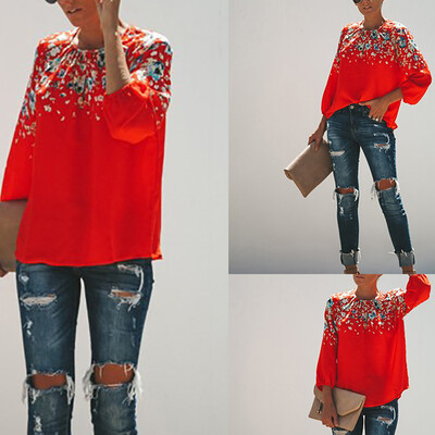 

Starmoon Womens Stitching Round Neck Casual Top Fashion T-shirt Long Sleeved Top