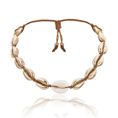 

2019 Fashion Puka Gold natural Cowrie Shell Choker Necklace for Women Girl Seashell Summer Statement Handmade Jewelry Gift