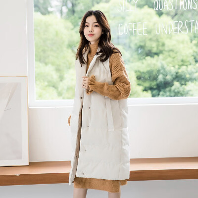 

2018 autumn winter new vest loose leisure fashion lapel big pocket thickened down jacket female down coats