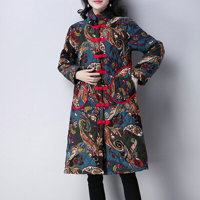 

Roseonmyhand Women Winter Warm Thick Outerwear Button Slim Stitching Cotton-padded Coat