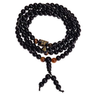 

6 mm National Style Natural Obsidian Yellow Tiger Eye Stone Zodiac 4 Ring Bracelet Unisex Pair Bracelet Jewellery