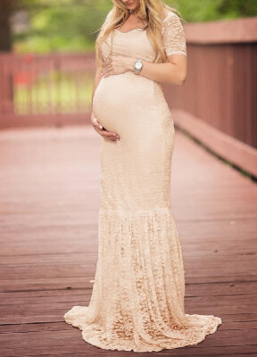 

Sexy V-neck See-through Lace Bodycon Maxi Dress