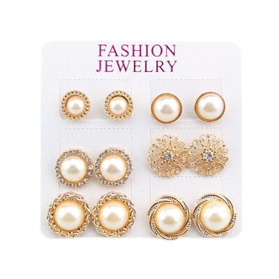 

Personality Turquoise Temperament New Flowers Luxury Fashion Necessaries Ear Nail Retro Pearl