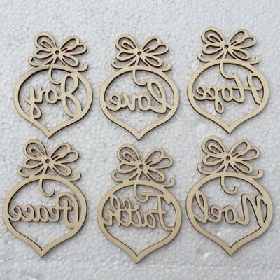 

Tailored 6Pcs Christmas Decorations Wooden Ornament Xmas Tree Hanging Tags Pendant Decor