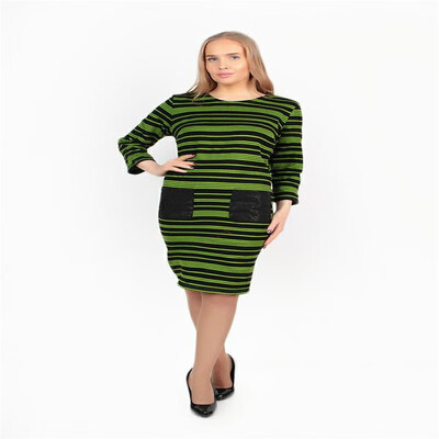 

balck&white striped pocket dress fashion
