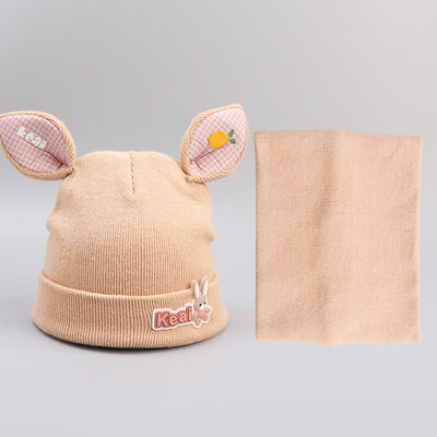 

Autumn&winter 2019 new versatile baby boys&girls childrens bib Suit Hat cartoon warm two-piece set