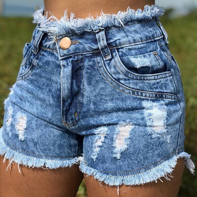 

〖Follure〗Summer Women Fashion Pocket Hole Jeans Female High Waist Sexy Shorts