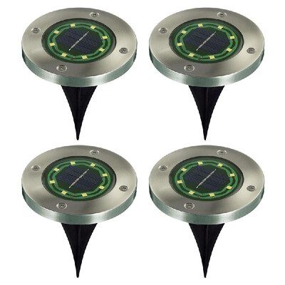 

Pack of 4 Solar Garden Lights 8-LED Ground Light Stainless Steel Waterproof Outdoor Path Road Stairs Step Lamp for Pathway Garden