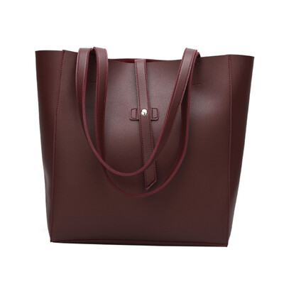 

Fashion PU Leather Bag Ladies Handbag Female Black Solid Color Shoulder Bags Women Tote Bag