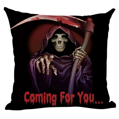 

Happy Halloween Flax Square Pillow Case Witch Pumpkin Pattern Decorative Throw Pillow Cover for Home Bar Halloween Home Supplies