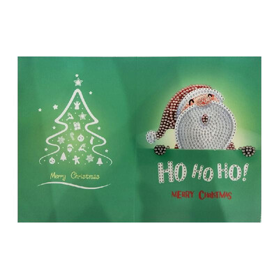 

Merry Christmas Cards DIY Diamond Painting Handmade Card Round Drill Greeting Cards Rhinestones Embroidery Arts Crafts Gifts Xmas