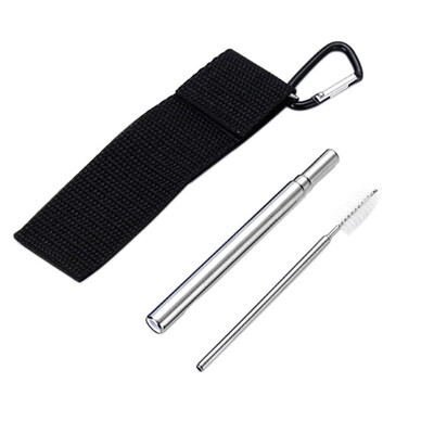 

Portable Stainless Steel Telescopic Drinking Straw For Travel Reusable Collapsible Metal Drinking Straw With Bag And Brush Set