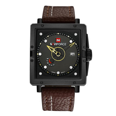 

NAVIFORCE Leather Strap Man Watch Waterproof Quartz Calendar Watch 4 Types