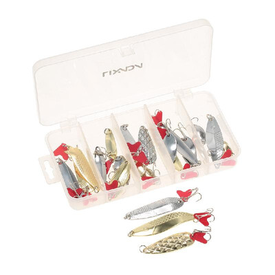 

Lixada 20pcs Assorted Fishing Sequins Spoon Blades Paillette Hard Lures Sea Fishing Baits Fishing Tackle Kit with Case