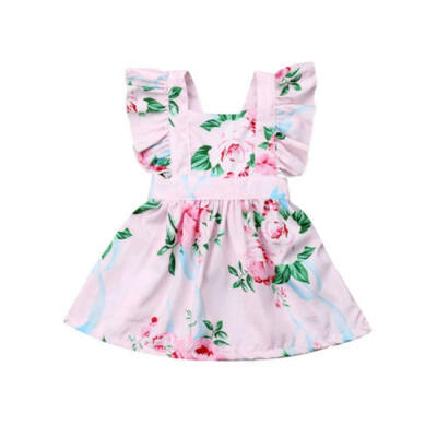 

Newborn Baby Girl Floral Princess Skirt Flying Sleeve Dress Tutu Sunsuit Outfits
