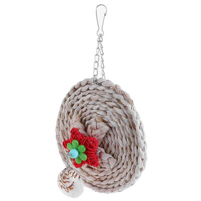 

Flower Circle Wood Rattan Bell Shell Colorful Bird Playing Parrot Chew Toys
