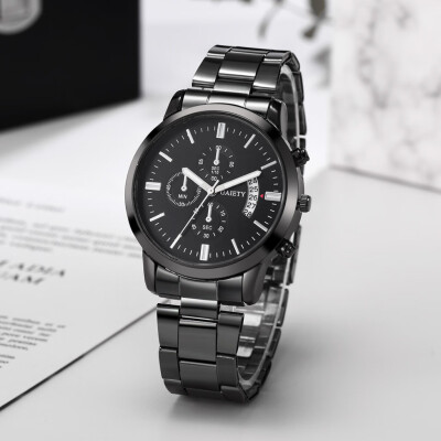 

Gobestart New Luxury Men Fashion Stainless Steel Calendar Multi Needle Sports Quartz Watch