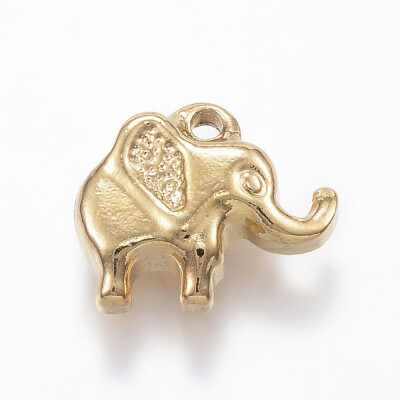 

304 Stainless Steel Charms Elephant Golden 12x14x5mm Hole 15mm