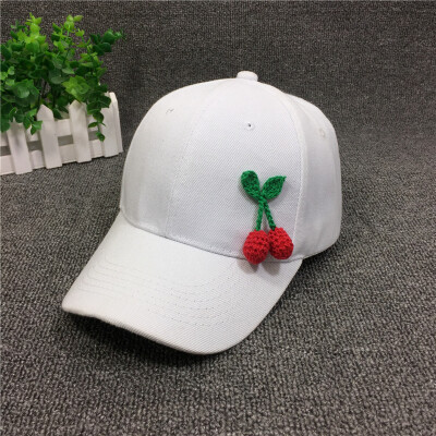 

Hat female summer cap Korean version of cherry baseball cap mens tide summer travel sun Joker Sun Hat