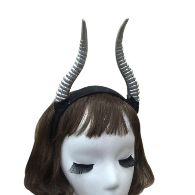 

Demon Horn Cosplay Headwear Handmade Sheep horns Gothic Lolita blackgoldensilver color Headband Halloween Prop Hairband