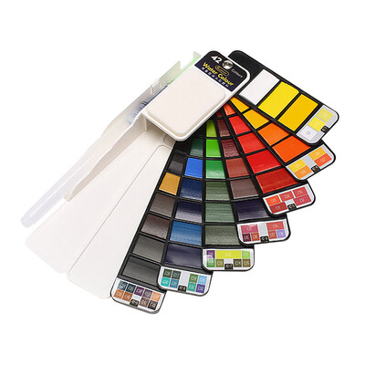 

Siaonvr Portable Whirl Solid Watercolor Pigment Paint With Water Brush Bright Color D