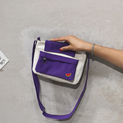 

Tailored Women Bag Fashion Shoulder Bag Fruit Embroidered Contrast Color Messenger Bag