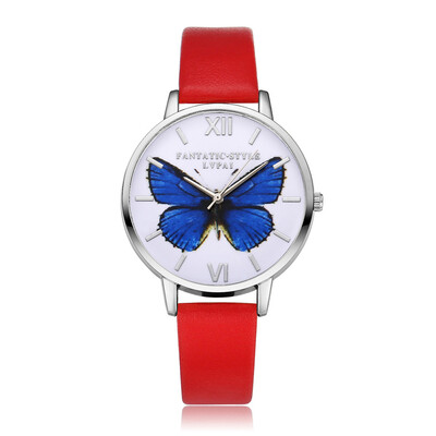 

LVPAI New Silver Butterfly Women Watches Brand Luxury Rose Gold Round Fashion Popular Wristwatch Female Quartz Watch Women 533