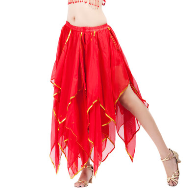 

Roseonmyhand Women Sequin Side Split Skirt Chiffon Belly Dance Performance Skirt