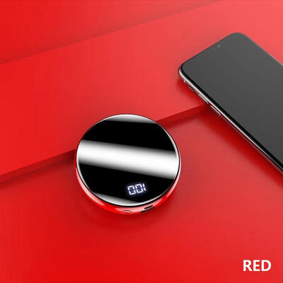 

Mini Power Bank 10000mah Thin Digital Display Fast Charging Portable Charger Round Mirror Powerbank For Iphone Xiaomi