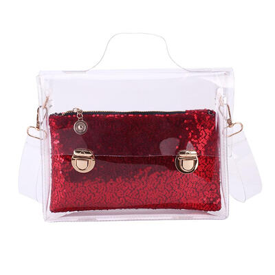 

2pcsset Clear Shoulder Handbags Women Sequins Clutch Beach Crossbody Bags