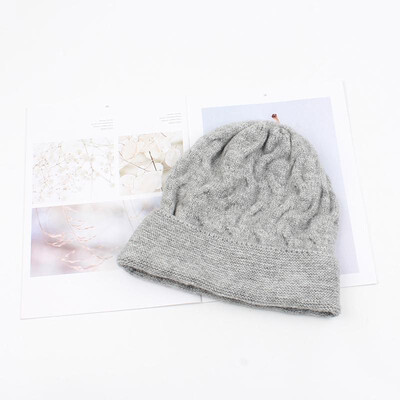 

Women Thick Twist Thread Knitted Bonnet Beanies Hat Candy Color Ribbed Autumn Winter Baggy Crochet Cap Warm Skullies Headwear