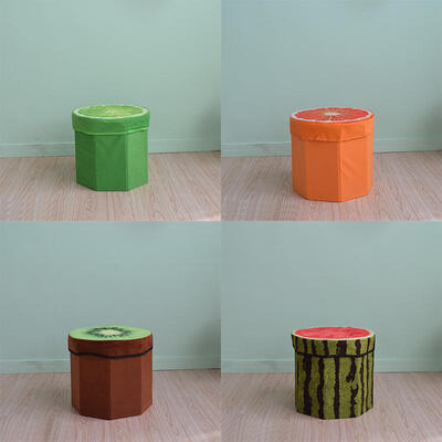 

3D Fruit Folding Storage Box Seat Footrest Stool Clothes Toy Organizer Case