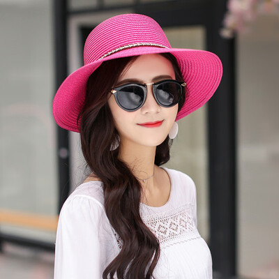 

New Ms Xia straw hat Korean version fashionable eaves bow outdoor sunscreen hat riding portable Tourism