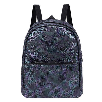 

Retro Women Printed Backpacks Travel Girls Zipper PU Leather Shoulder Bags
