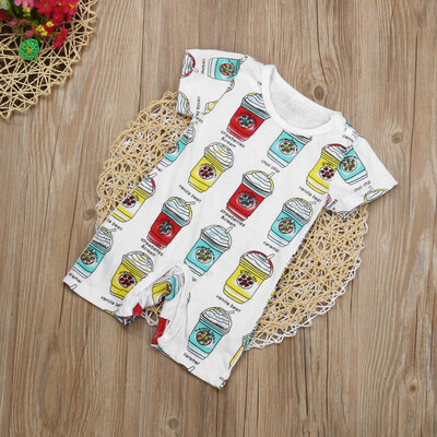 

Kids Baby Boys Girls Short Sleeve Print Romper Jumpsuit Bodysuit Clothes Outfits