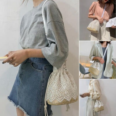 

Women Summer Beach Tote Handbag Ladies Rattan Straw Wicker Crossbody Bag Basket
