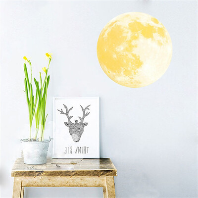 

〖Follure〗30cm 3D Large Moon Fluorescent Wall Sticker Removable Glow In The Dark Sticker