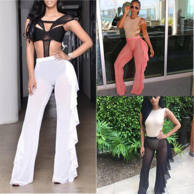 

Women Beach Dress Mesh Sheer Bikini Cover Up Swimwear Bathing Suit Pant Trousers