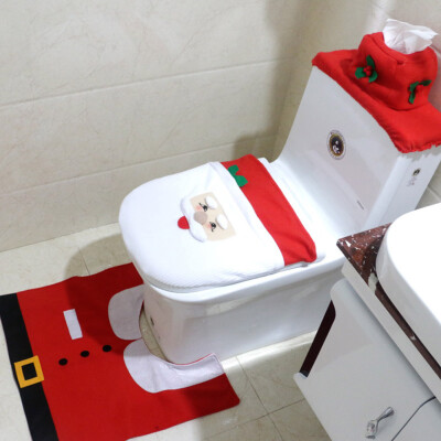 

3 Pcs\Set Christmas Decorations Toilet Seat Santa Cover Funny Xmas Gift For Bathroom Set