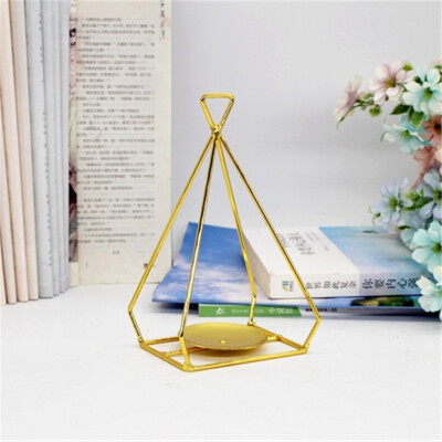 

Gobestart Geometric Iron Light Candle Holder Candlestick Creative Lantern Indoor Decor