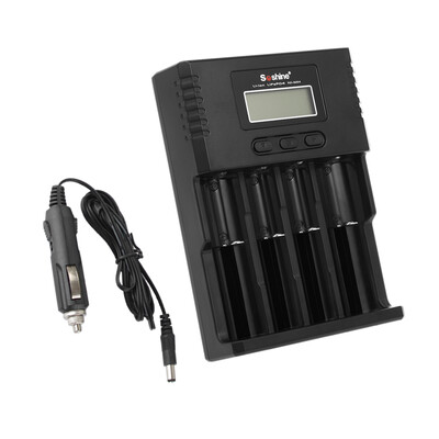 

Soshine Universal Intelligent Battery Charger 4 Slots LCD Display for Li-ion LiFePO4 Ni-MH Ni-Cd Battery w Car Charger