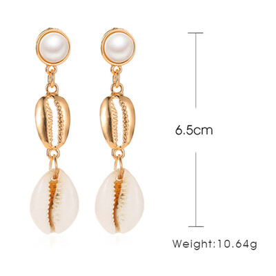 

Natural Cowrie Shell Pendant Drop Earrings Handmade Sea Shell Beads Ear Stud Boho Hawaii Sea Beach Jewelry