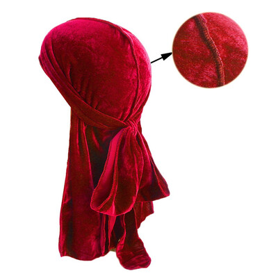 

Unisex Velvet Durag Beanie Hair Loss Long Tail Muslim Turban Hijab Cap Chemo Hats 12 Colors